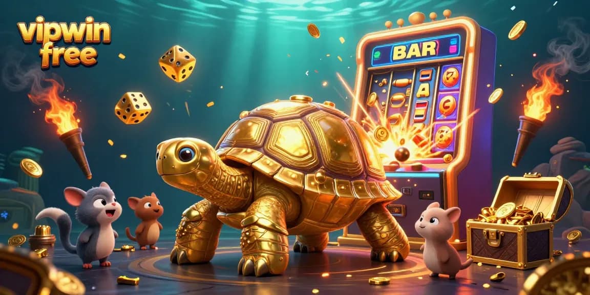 Experience the excitement at vipwin free as tiny golden balls bounce in a colossal tortoise pinball machine.
