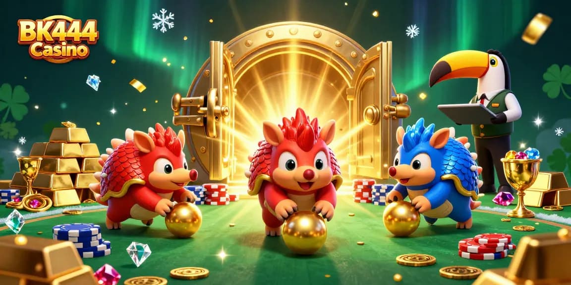 Experience the excitement of BK444 Casino with dynamic gameplay and vibrant visuals amid golden treasures.