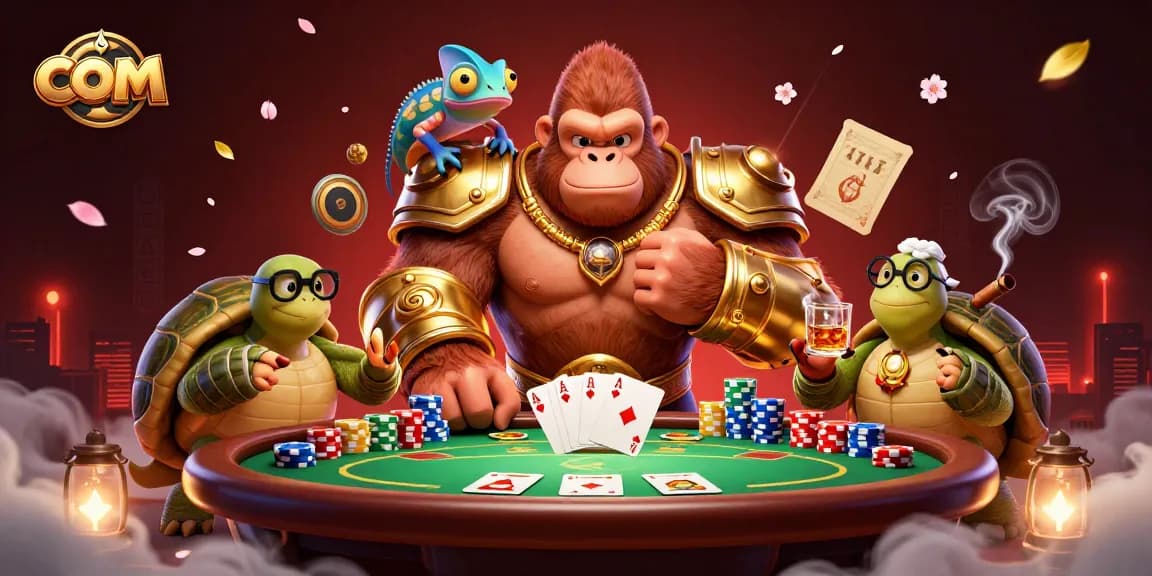 Win big in poker with com's vibrant 3D gaming illustration showcasing an exciting casino scene.