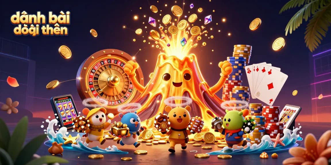 Engage in the thrilling đánh bài đổi thưởng experience with coins, cards, and treasures bursting in action!