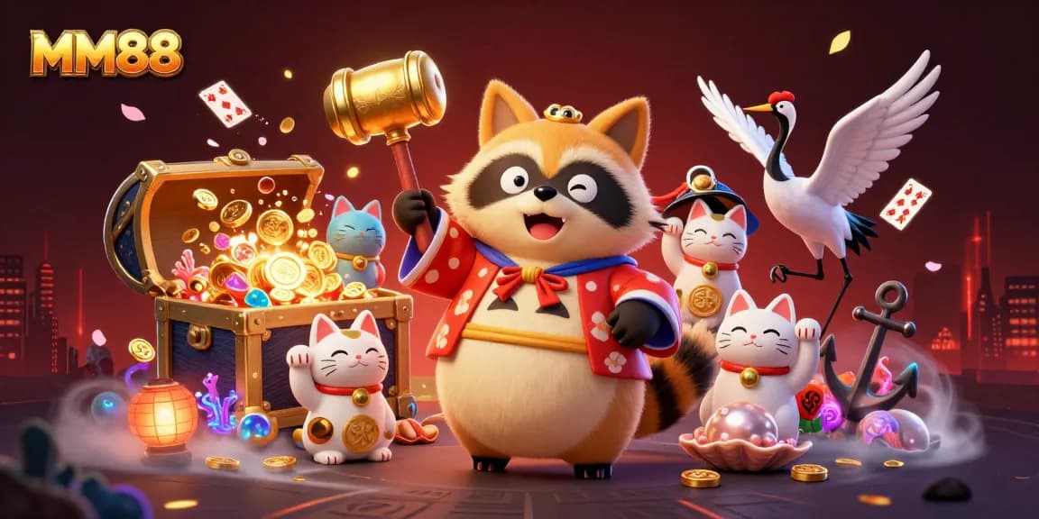 Play and win big at MM88 with our exciting games featuring a cheerful tanuki.