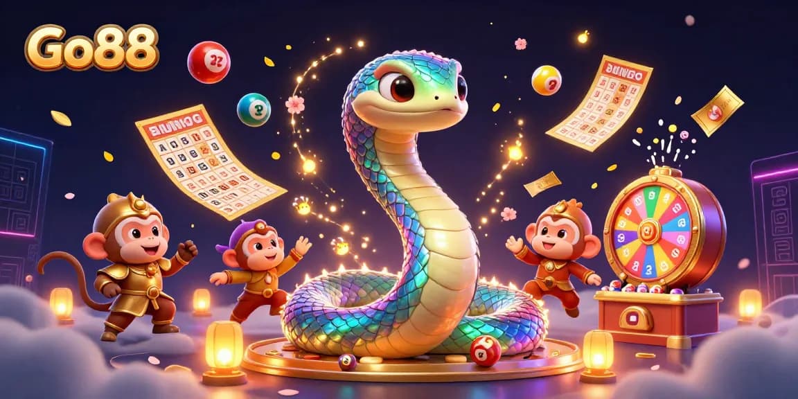 Engage in thrilling gameplay at Go88 with colorful lottery balls and vibrant casino elements.