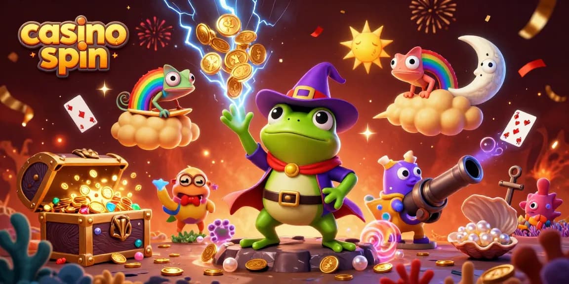 Experience casino spin magic with colorful characters in a vibrant gambling scene.