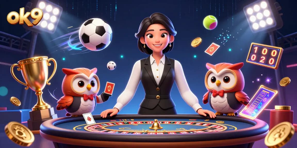 Engage in betting excitement with ok9's vibrant scene showcasing dynamic gaming elements.