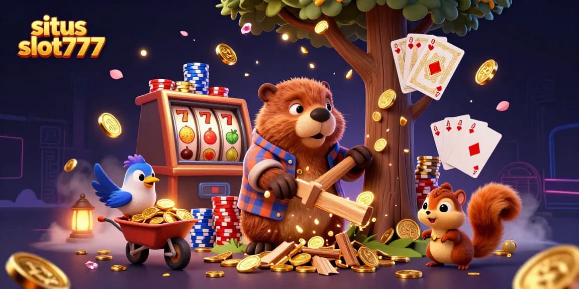 Spin the reels at situs slot777 with excitement, featuring vibrant characters, coins, and rich casino visuals.