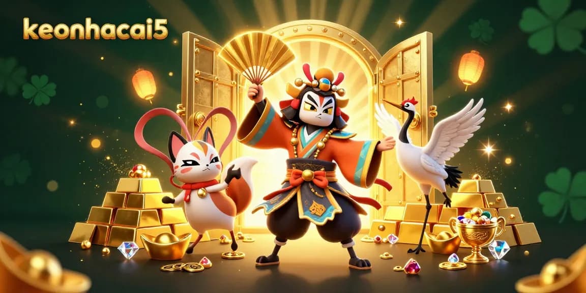 Engage with keonhacai5's thrilling sports betting, paired with captivating 3D art of warrior characters.