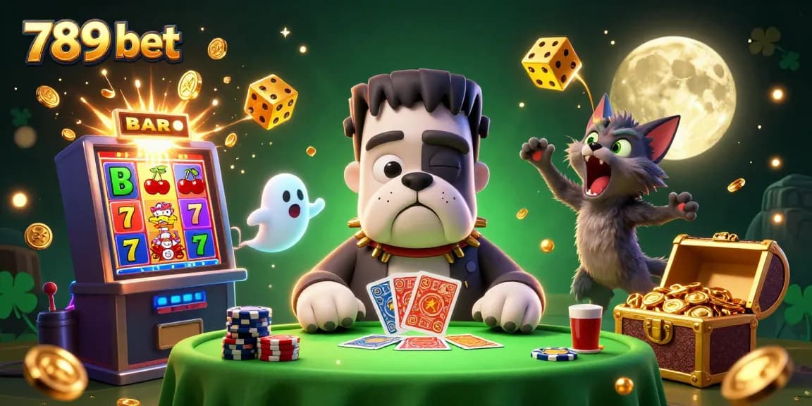 Engage with thrilling 789 bet casino action led by a cartoon bulldog dealer, showcasing animated excitement and jackpot wins.