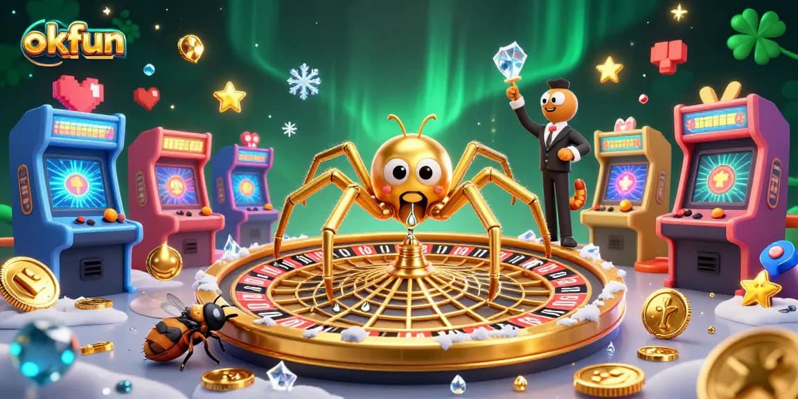 Engage in thrilling gameplay at okfun's casino where the spider spins luck at the roulette!