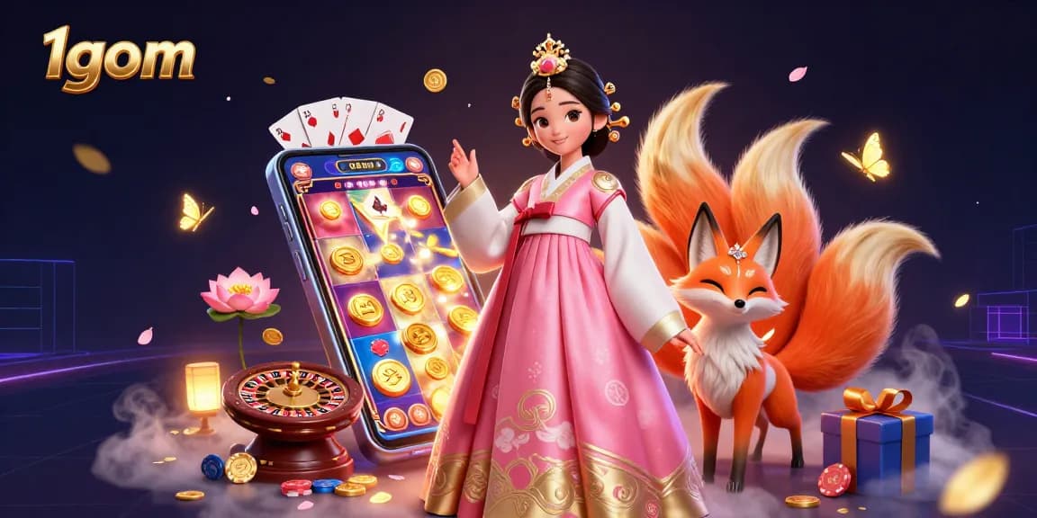 Place bets and win with 1gom, showcasing a luxurious Asian theme amid casino excitement.