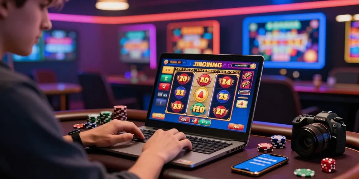 Engaging user playing slot games online at a vibrant virtual casino.