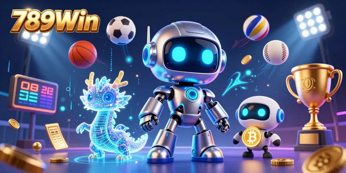 Experience thrilling gaming action with 789Win's dynamic atmosphere in this vibrant illustration.