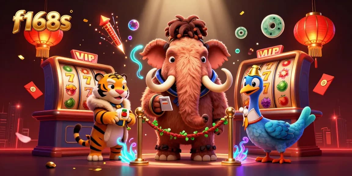 Experience the vibrant world of f168s with a mammoth bouncer and playful casino unique elements.