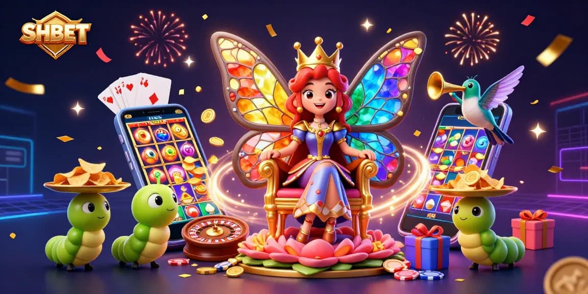 Spin the reels and win at SHBET, with vibrant colors and dynamic casino elements.