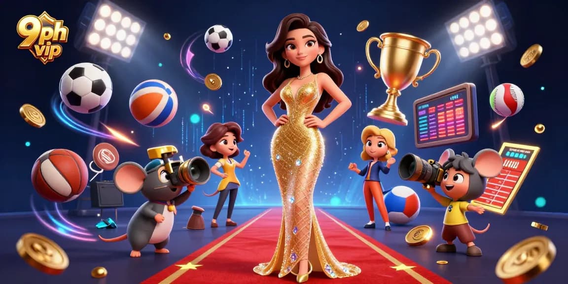 Experience the excitement of 9ph vip at a glamorous casino event with sports elements and a stunning backdrop.