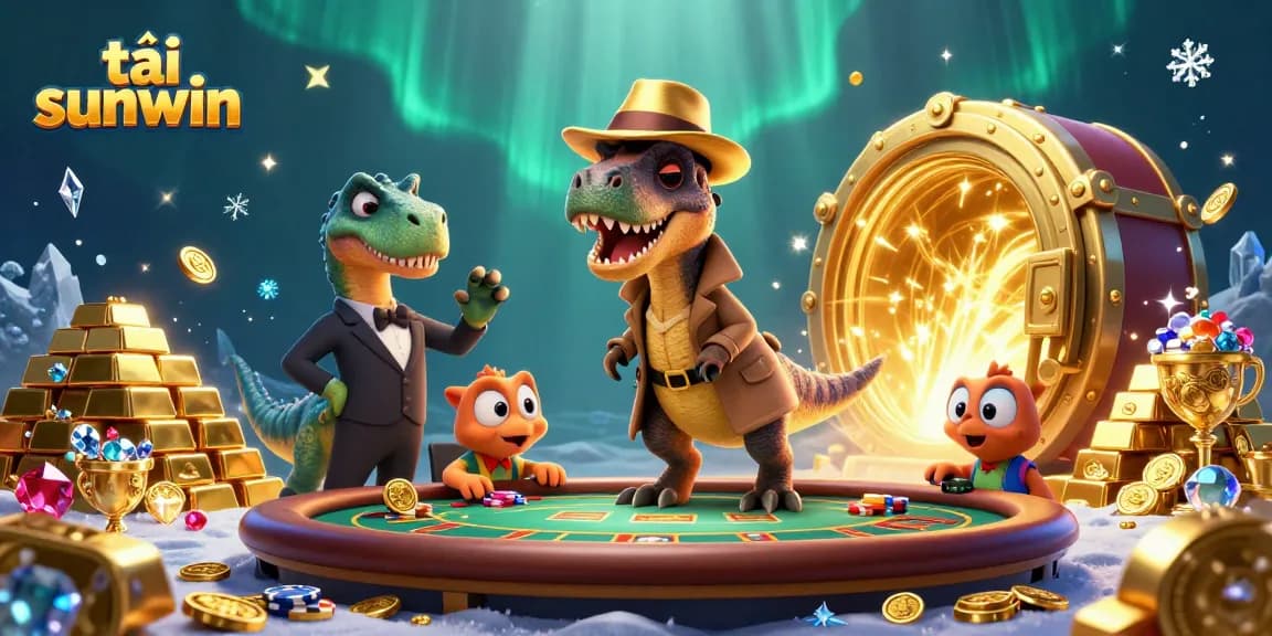 Use tải sunwin to experience dynamic casino games with a 3D velociraptor card counter and gold treasures.