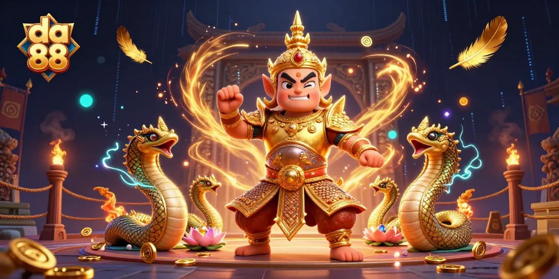 Experience the thrills of da 88 with vibrant 3D digital gambling characters surrounded by colorful casino elements.