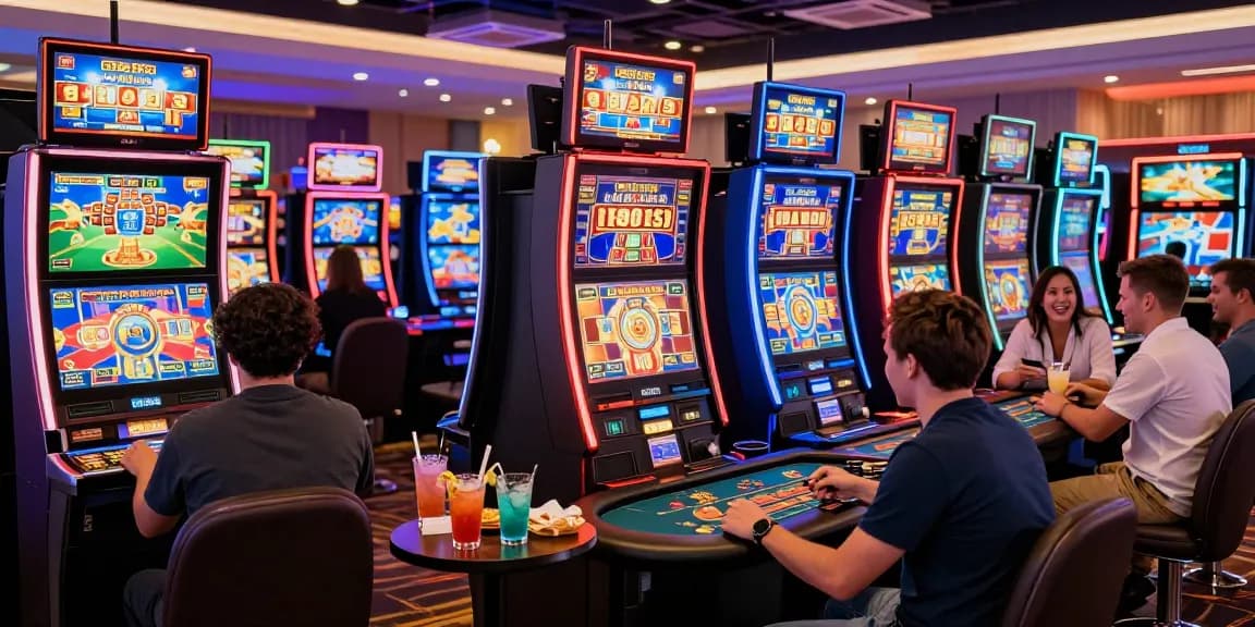 Players enjoying games at vibrant credit card casinos with lively atmosphere.