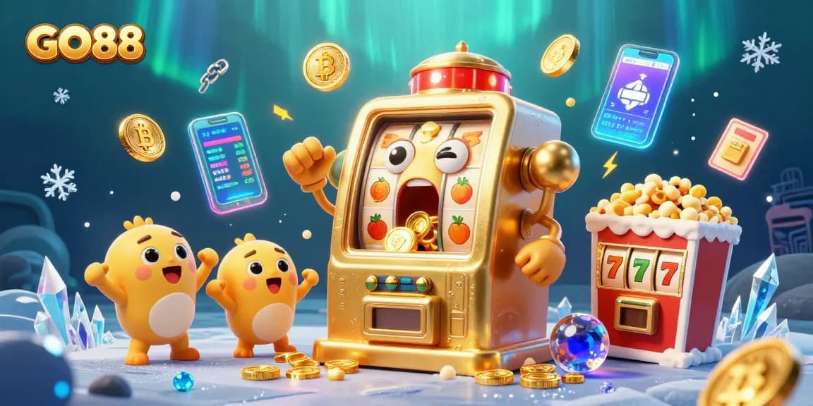 Celebrate wins with GO88 as slot machines hit jackpots in a vibrant casino scene.