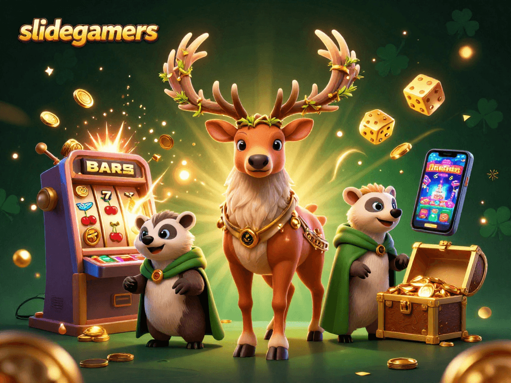 Engage with slidegamers through a magical 3D casino scene bursting with excitement and chance.