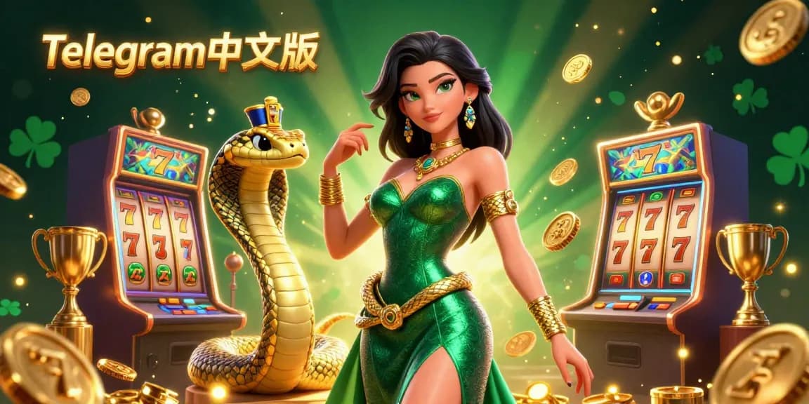 体验Telegram中文版的沉浸式感受，参与刺激的赌场活动，展示金色眼镜蛇和老虎机元素。