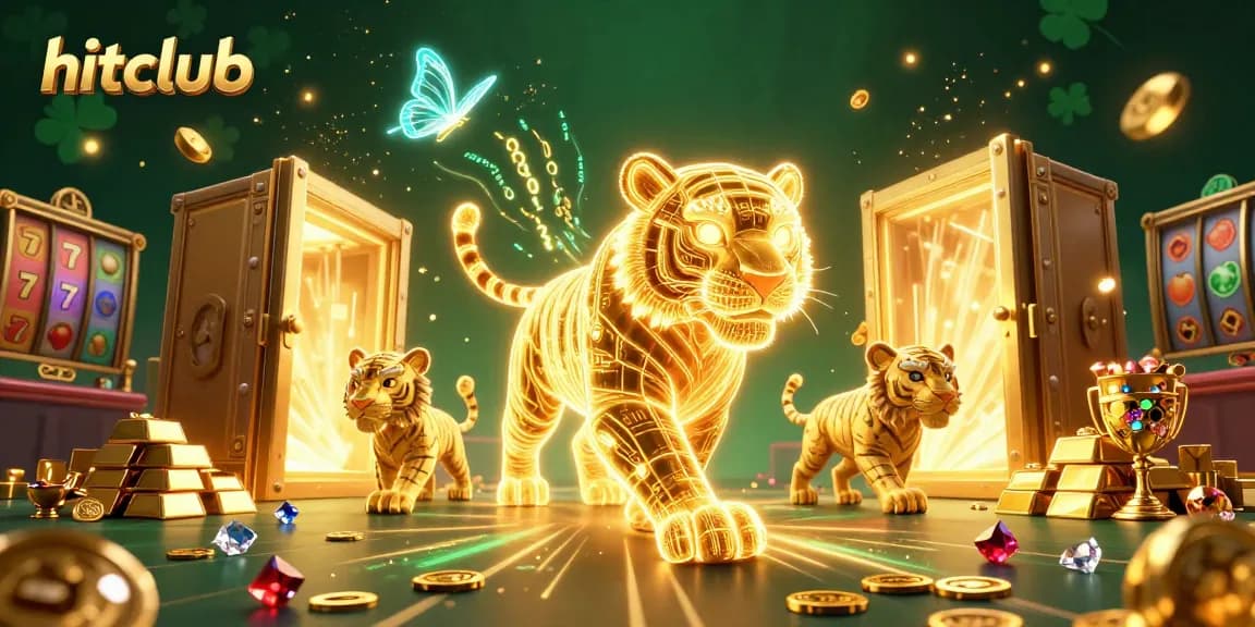 Experience the vibrant hitclub game's thrilling atmosphere with a dazzling golden tiger.