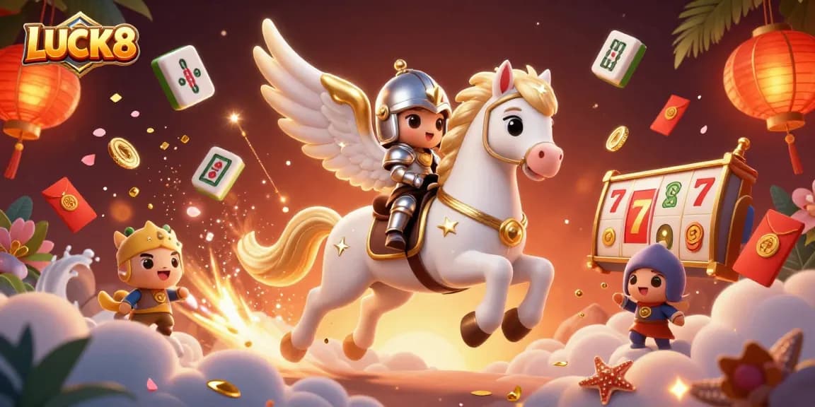 LUCK8 captivates players with dynamic scenes of thrilling gambling, featuring charming characters and vivid slot elements.