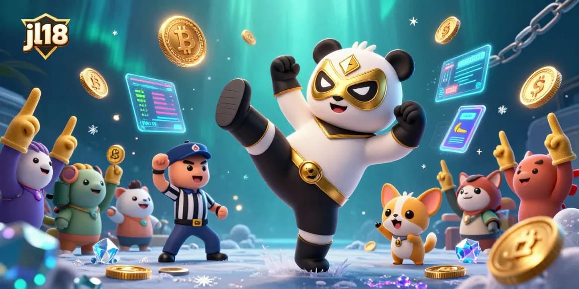 Engage with thrilling jl18 gaming action featuring a panda wrestler in a vibrant 3D illustration.