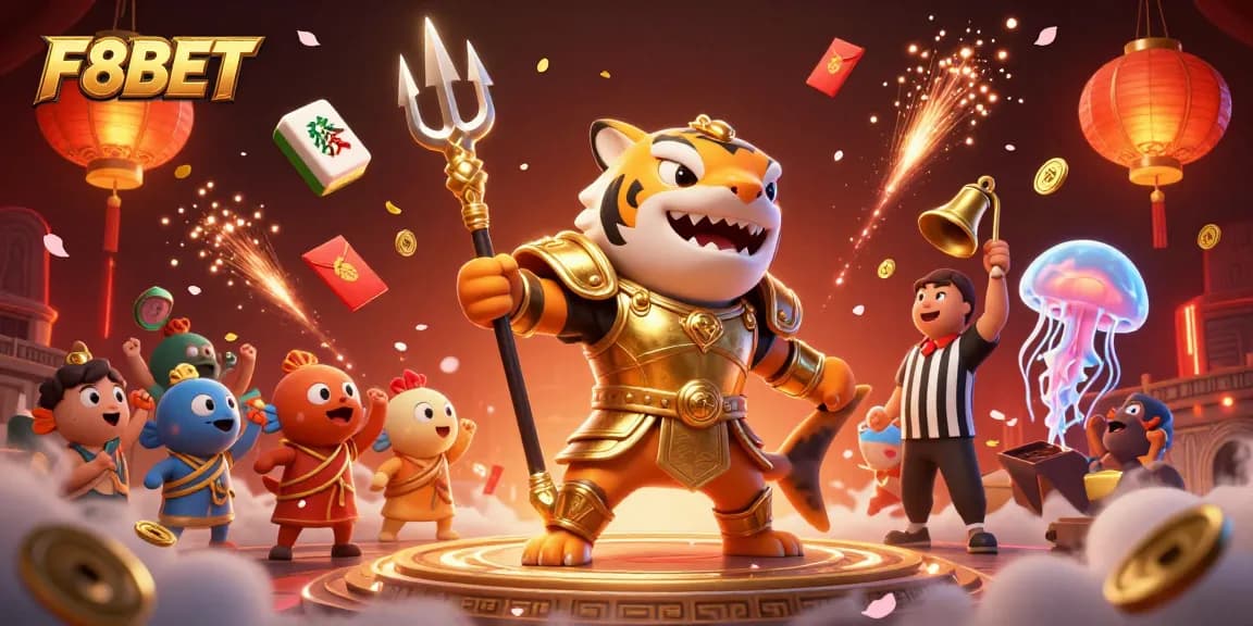 Experience thrilling gaming at F8BET with a vibrant underwater scene featuring a gladiator shark and dynamic casino elements.