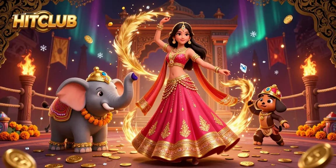 HITCLUB brings excitement to gaming with a vibrant casino scene featuring gold coins and dynamic characters.