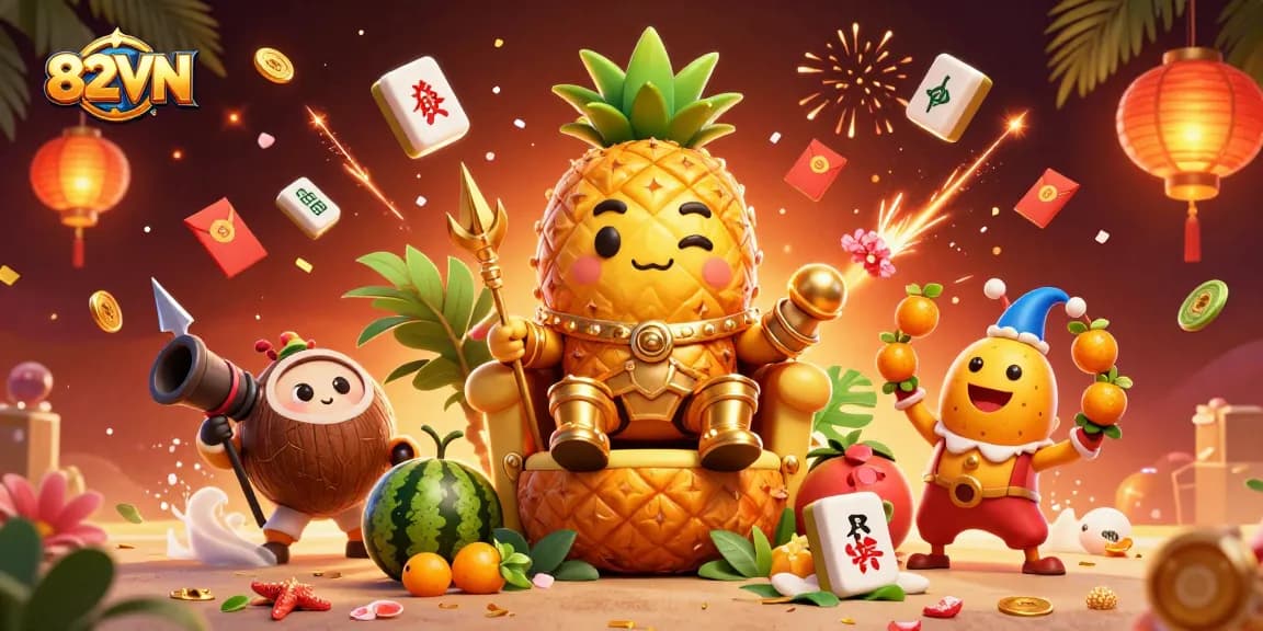 Experience thrilling gameplay at 82VN with a vibrant casino scene featuring animated characters and rich decorations.