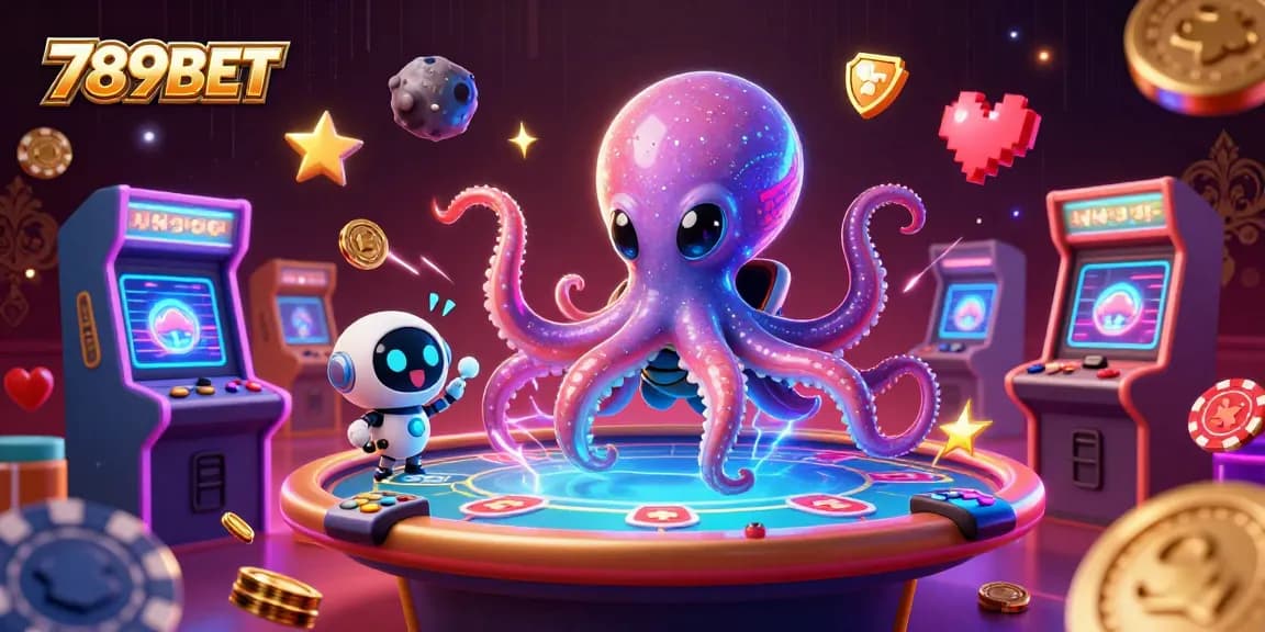 Experience the thrill of 789BET with a vibrant poker scene featuring an alien octopus and exciting game elements.