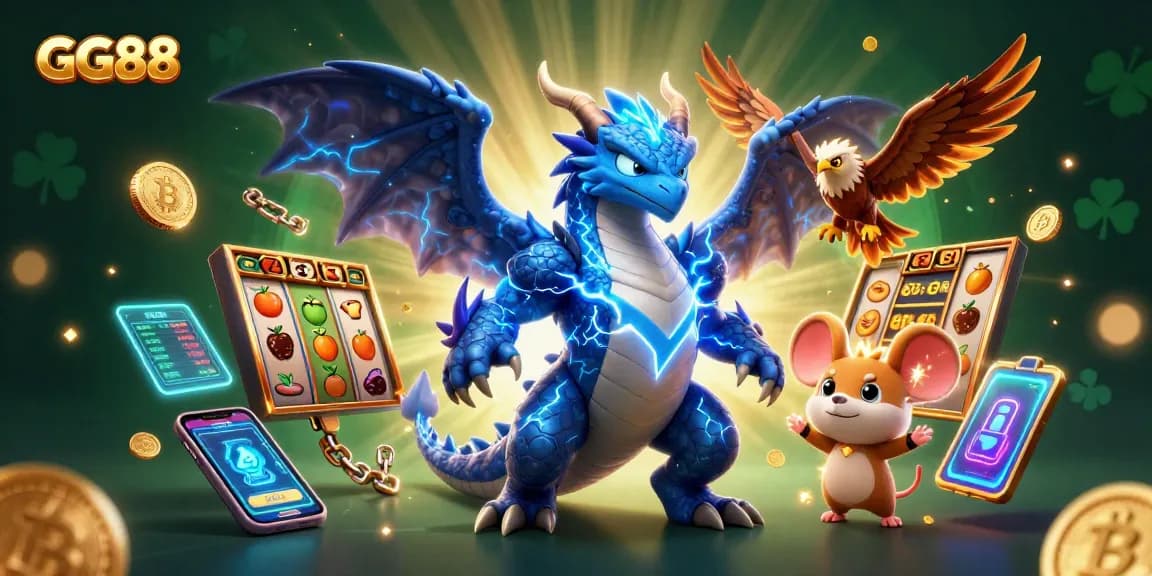 Experience the excitement of GG88 casino with dynamic 3D characters and vibrant gaming elements.