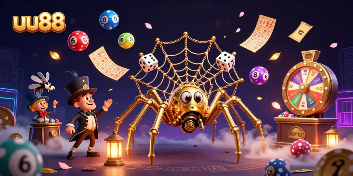 uu88 captures thrilling moments in a vibrant gambling world with dynamic lottery and gaming elements.