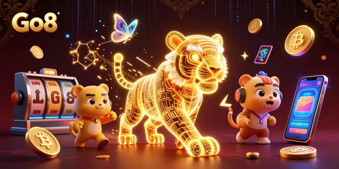 Experience thrilling gameplay with Go8 in an electric digital casino environment.