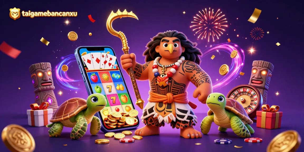 Play taigamebancaanxu and enjoy vibrant slot game action with unique characters and festive elements.