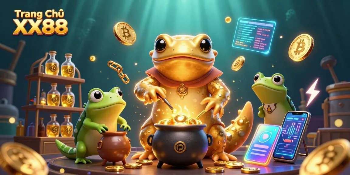 Experience the excitement of Trang Chủ XX88 with vibrant gaming visuals and dynamic gold coin transmutation.