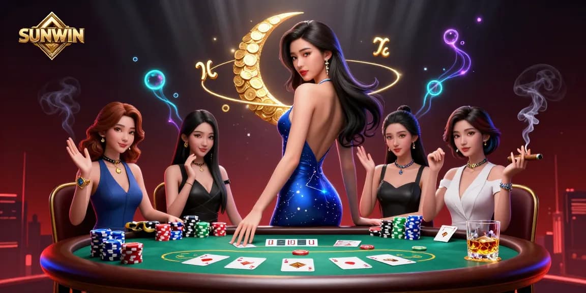 Experience thrilling poker action and elegance at SUNWIN with our 3D casino digital scene.