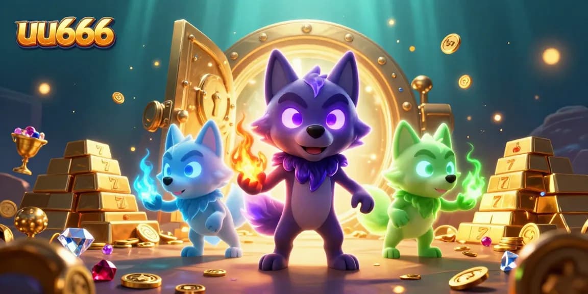 Experience the excitement of uu666 with spectral wolves amid a treasure-filled casino.