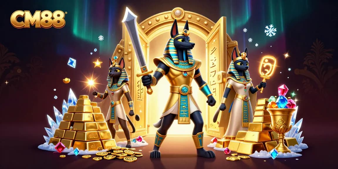 Engage in thrilling gameplay at CM88 with Anubis, treasures, and vibrant gaming elements.