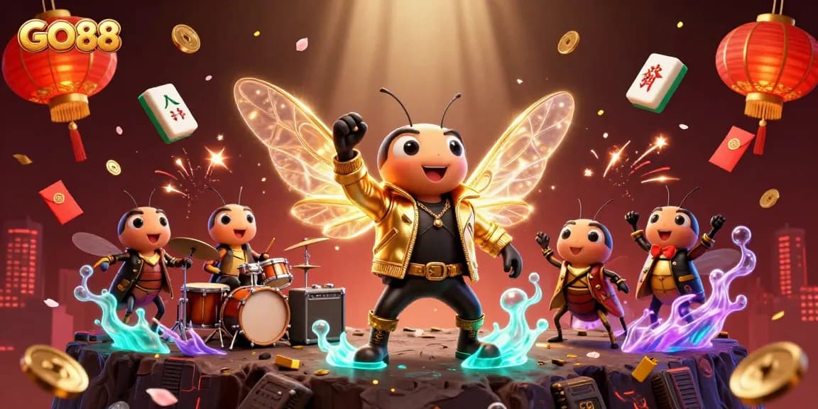 Engage with GO88's exciting games in a vibrant casino atmosphere with lively characters.