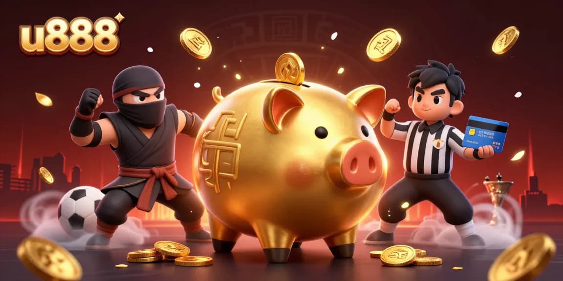 Engage in thrilling sports betting action with u888's vibrant 3D scene filled with dynamic characters and game elements.