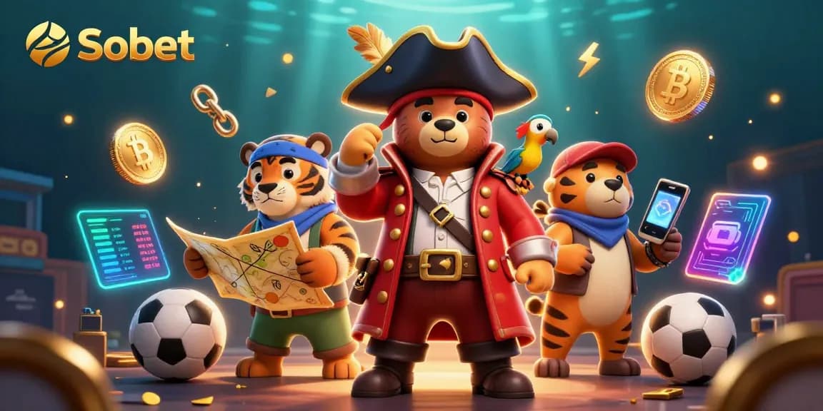 Bet on Sbobet with sports betting excitement, featuring a pirate-themed dynamic 3D illustration.