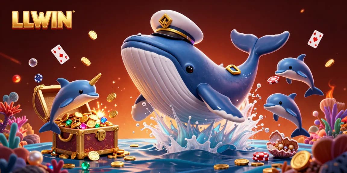 Experience the thrilling undersea adventure at LLWIN with playful dolphins and treasure chests!