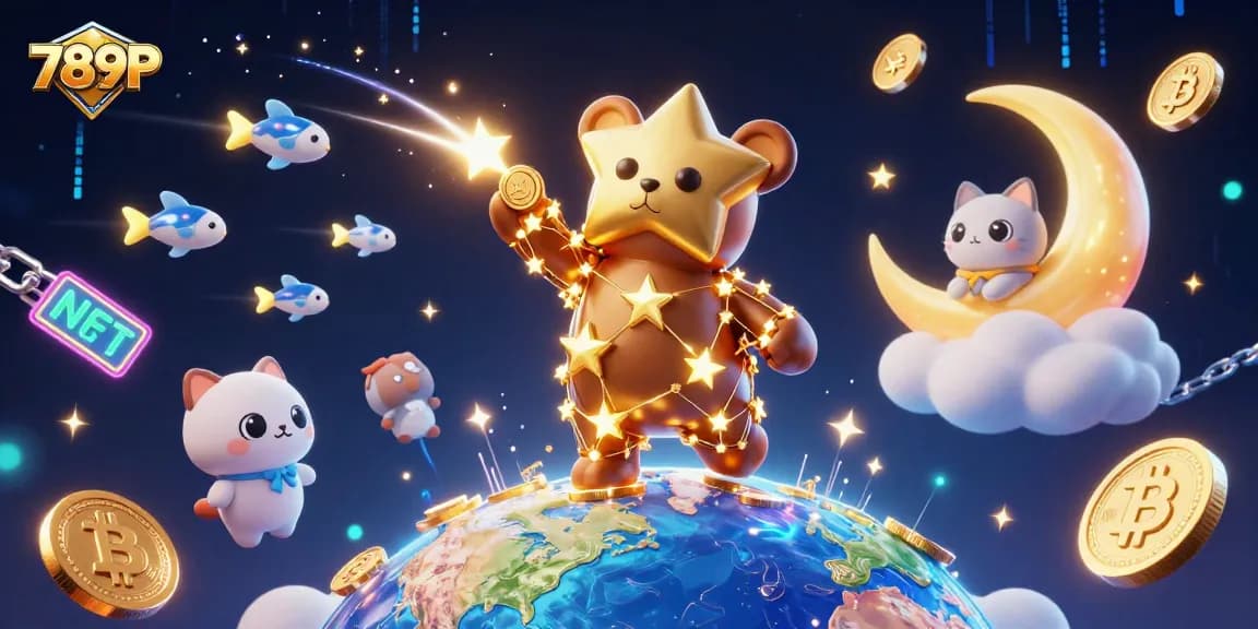 Experience the thrill of winning with 789P's casino games illustrated by vibrant characters and coins.