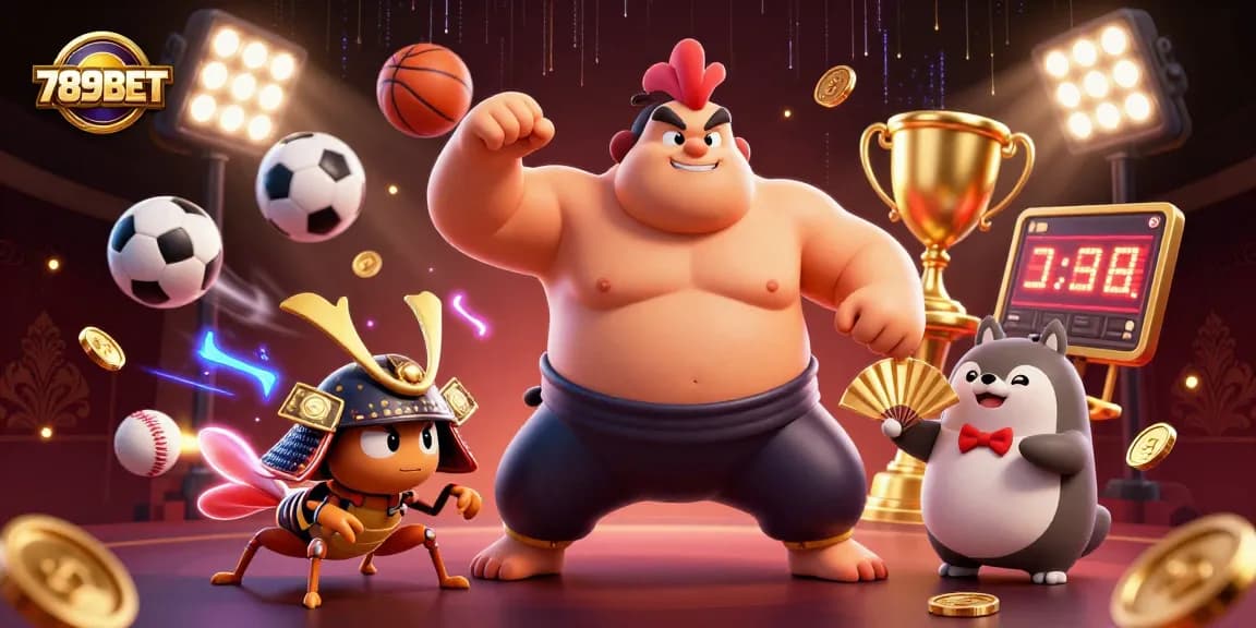 Experience the thrill of sports betting with 789BET, featuring dynamic action in an energetic 3D illustration.