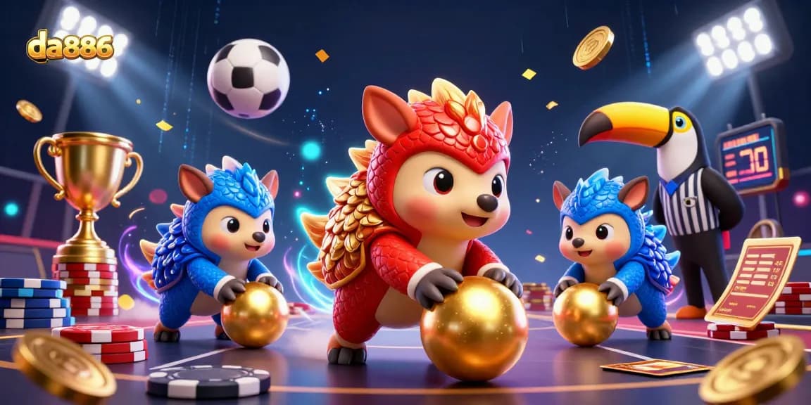 Engage in thrilling gameplay at da886 with pangolins rolling golden balls amidst dynamic betting elements.