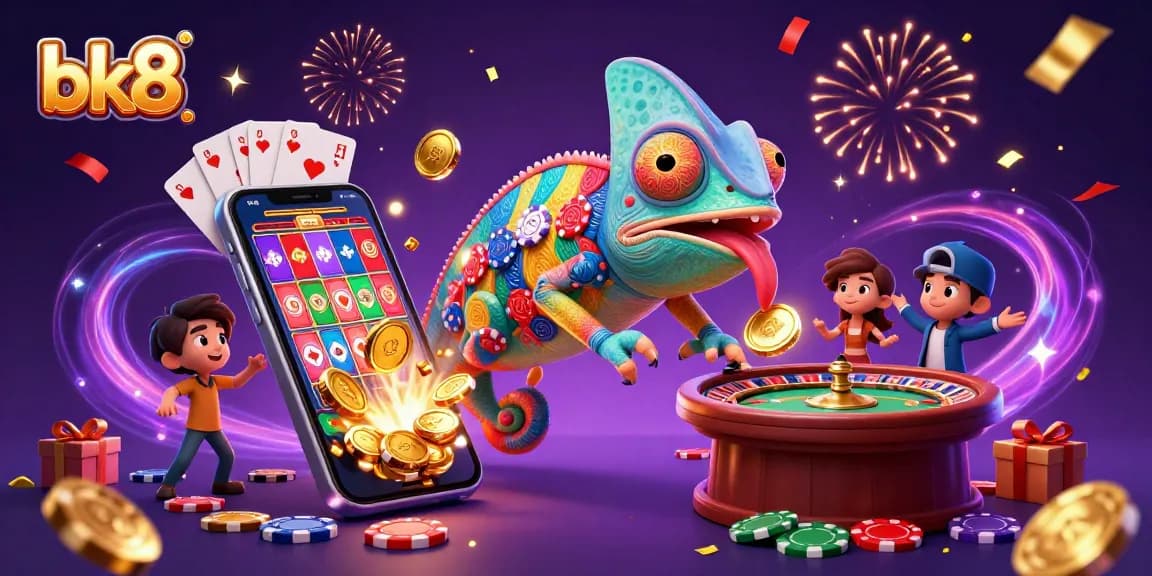 Experience the thrill of casino gaming with bk8's vibrant 3D chameleon and dynamic slot action.