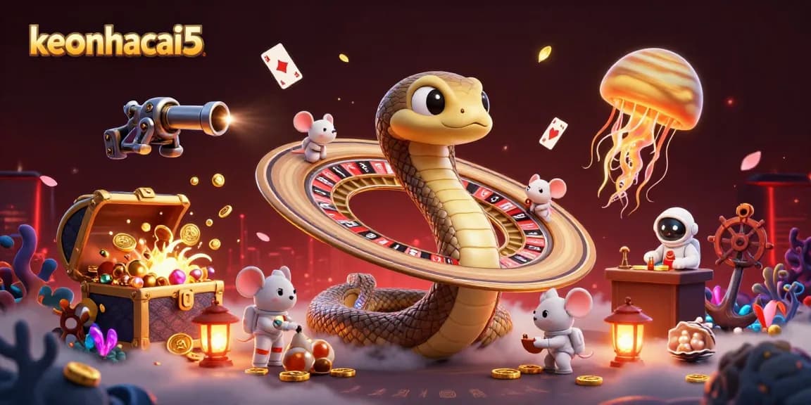 Experience thrilling betting moments with keonhacai5 in a dynamic cosmic casino scene.