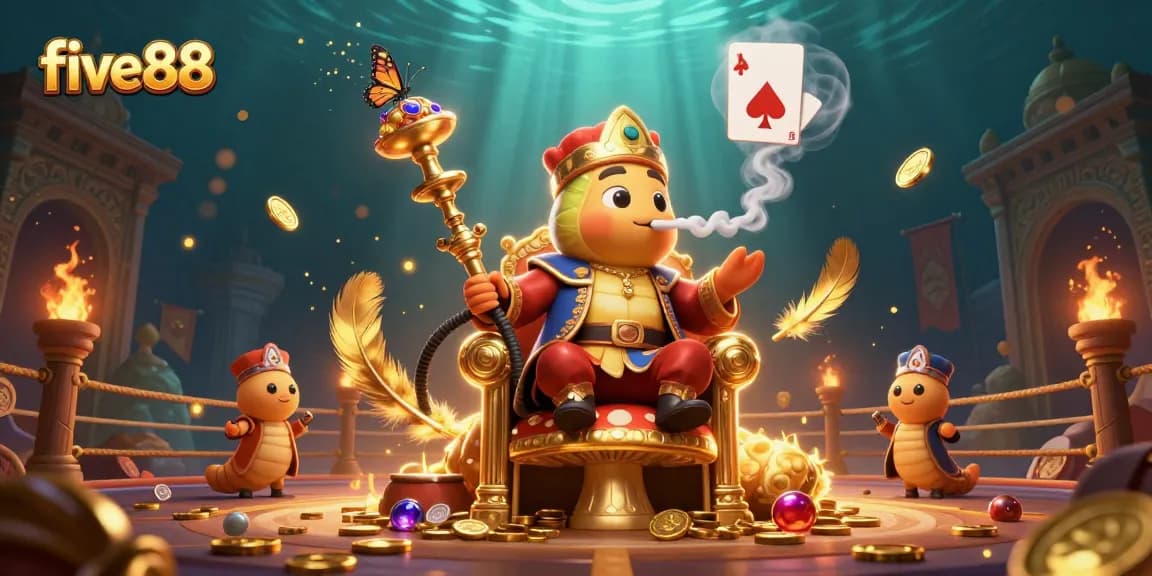 Experience thrilling action at five88 with a vibrant, engaging 3D casino scene filled with unique elements.