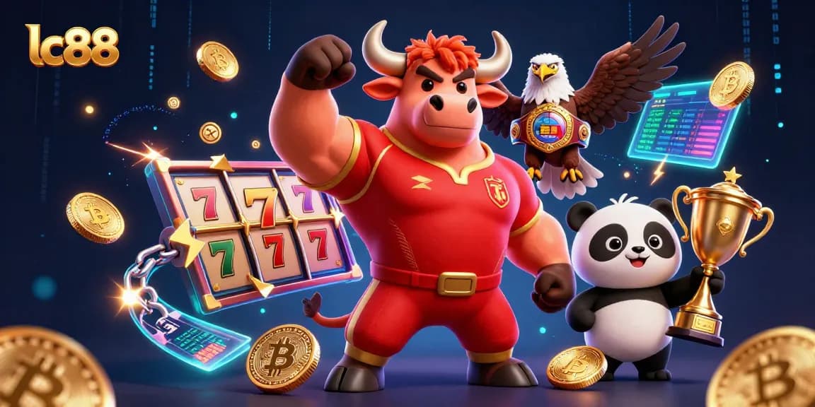Win big with lc88 at an online casino featuring exciting slots and cheerful mascots.